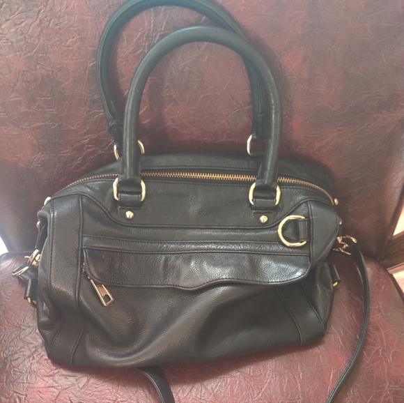 Rebecca minkoff mab black leather gold hardware bag - Picture 1 of 4